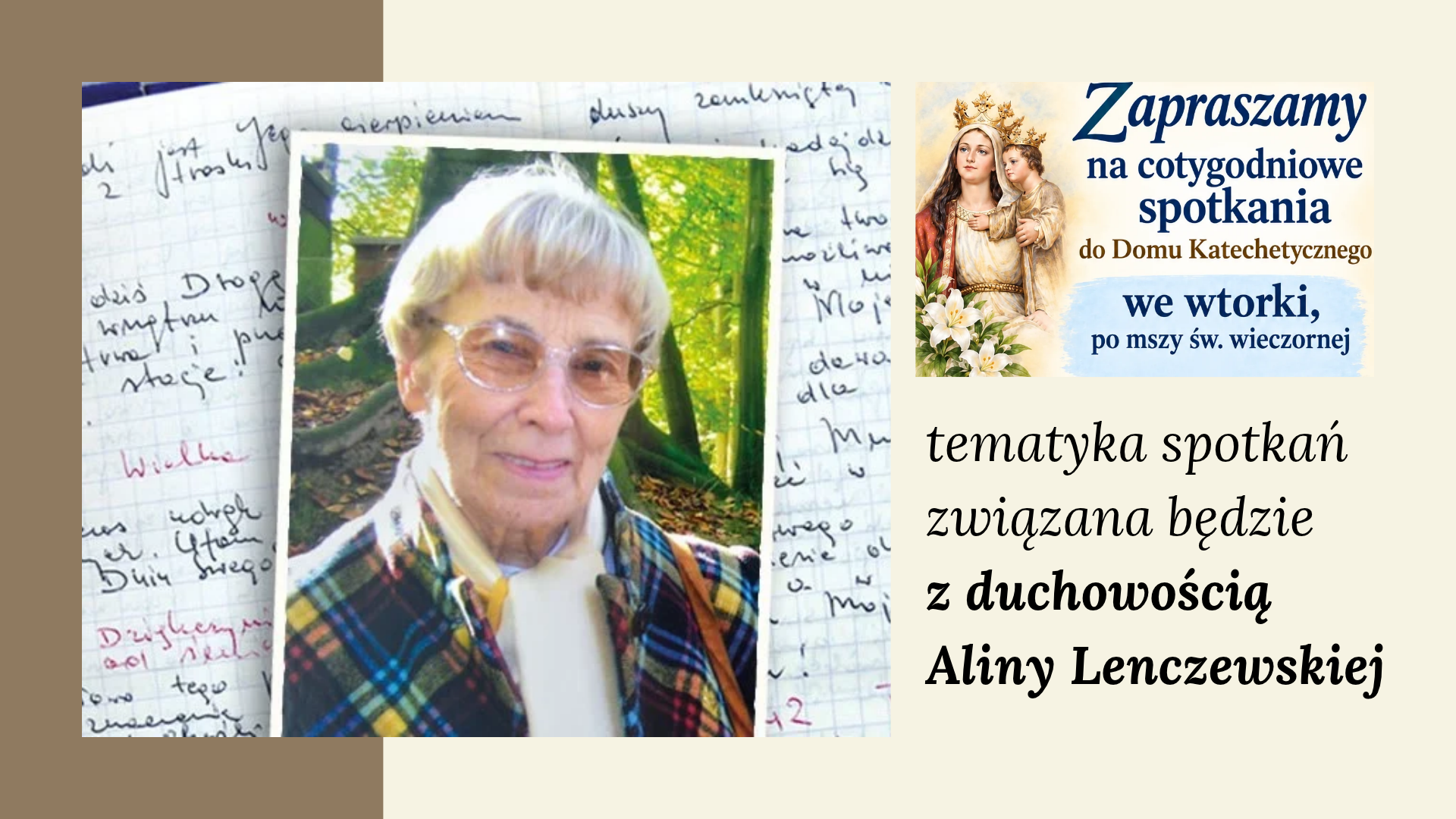 Wtorkowe spotkania związane z duchowością Alicji Lenczewskiej